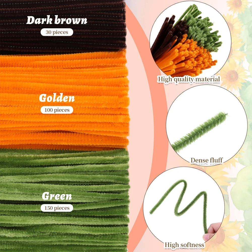 Zxiixz DIY هواية المواد Manualidades اليدوية التواء قضيب الفن المواد حزمة نبات عباد الشمس باقة