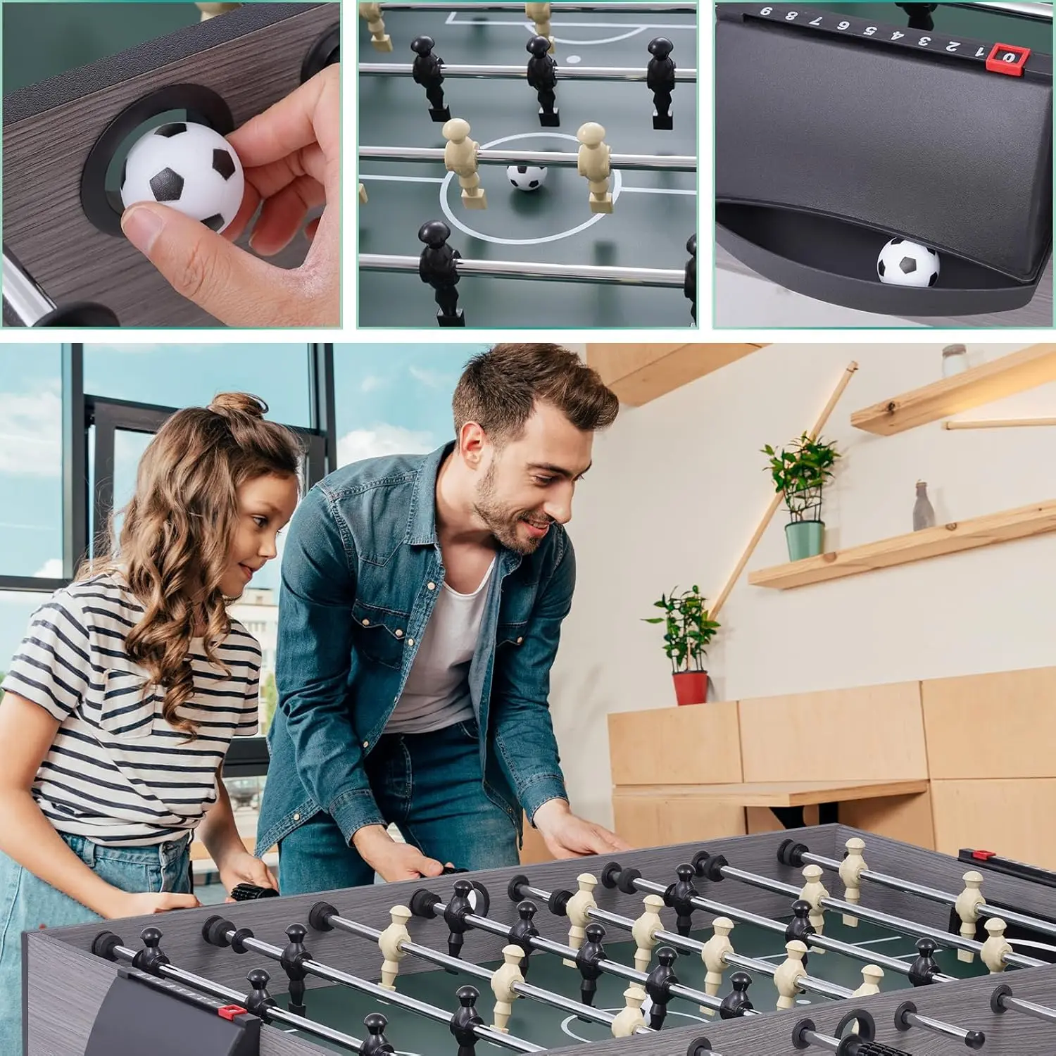 Mesa de juego, juego de mesa de juego combinada plegable con ping pong, hockey, billar y futbolín para adultos, hogar, sala de juegos, Frien