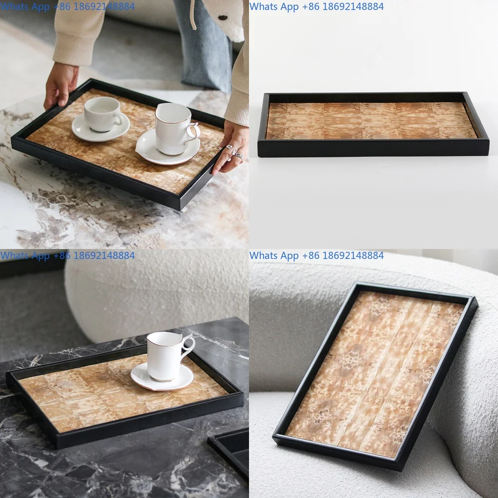 

Luxury Modern Chinese Style Rectangular Solid Wood Tray Decorative Plate Simple Home Hotel Decoration