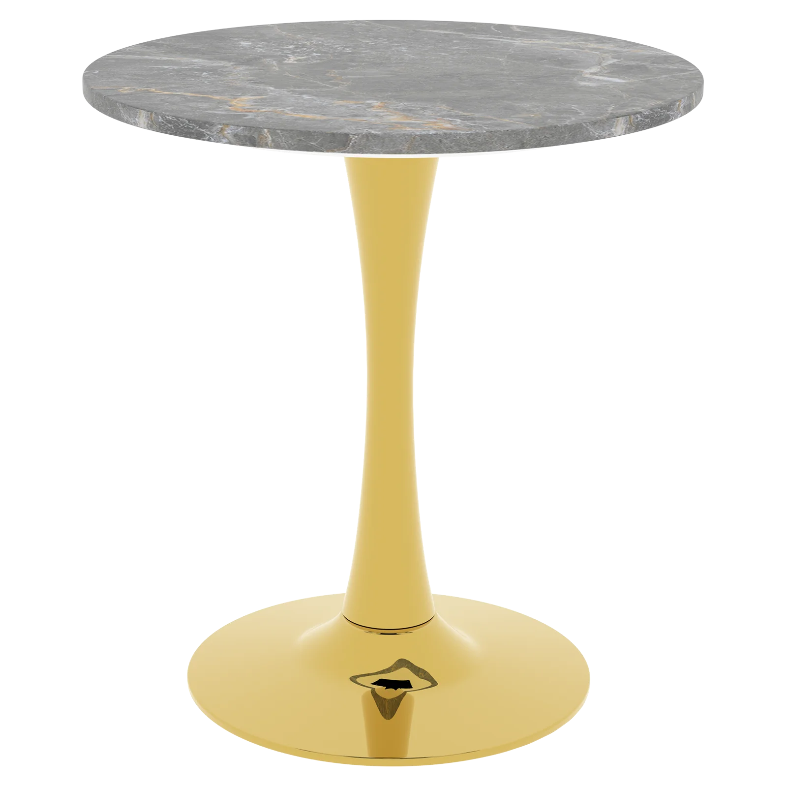 27.5" Round Side Table with White Marble-Like Top, Gold Pedestal End Table, Mid-Century Modern Accent Coffee Table