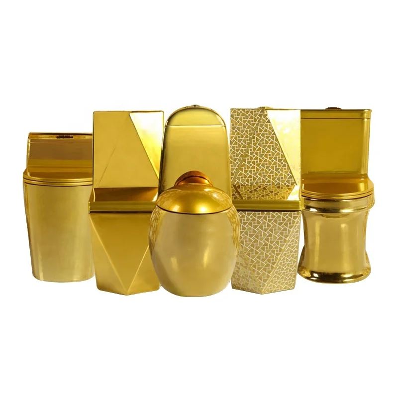 

Intelligent Library Chaozhou Factory Golden High Quality Bathroom Wc One Piece Washdown Ceramic Gold Plated Toilet Bowl