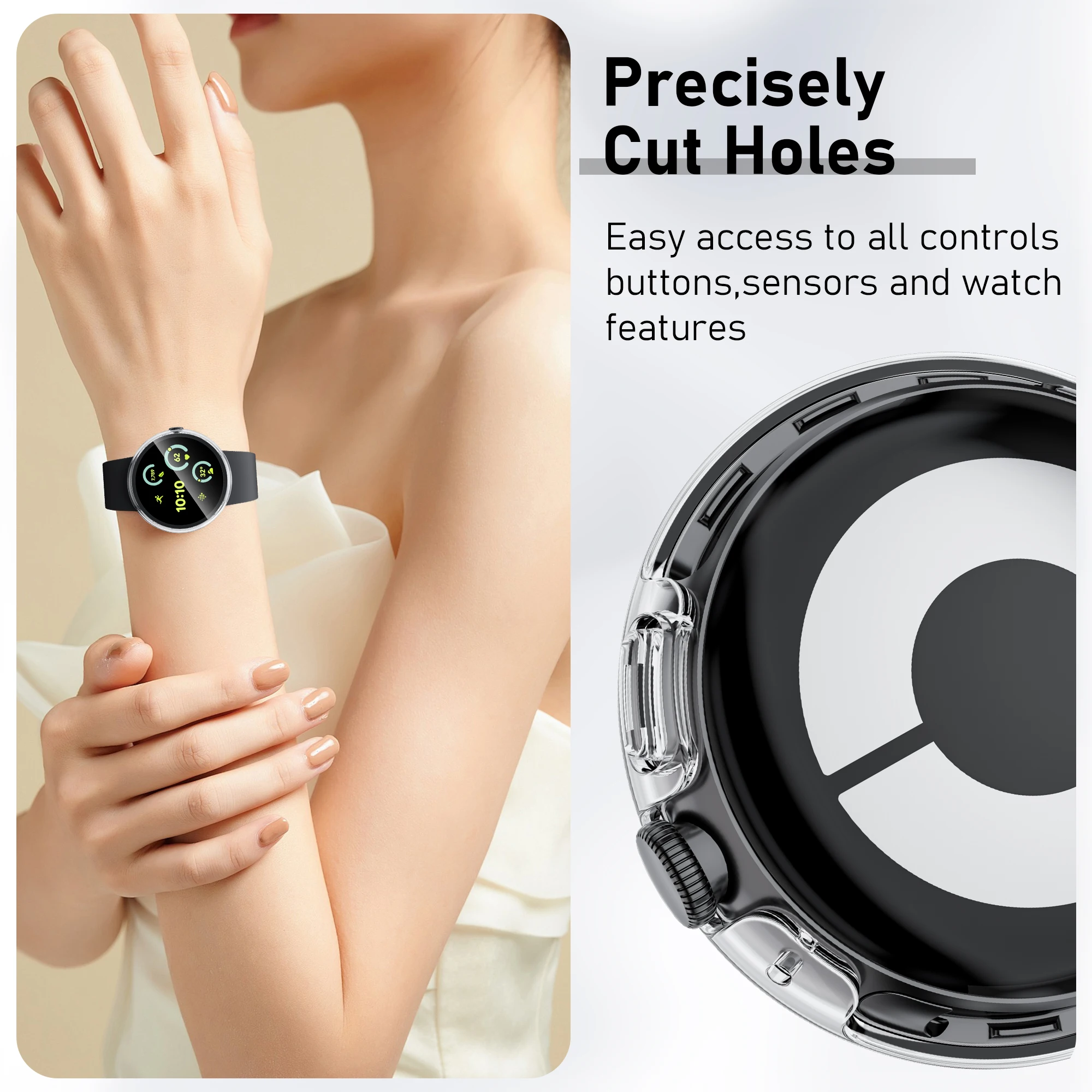 Tempered Glass+Case for Google Pixel Watch 3 45mm Screen Protector Cover PC Frame Accessories for Google Pixel Watch 3 2 1 41mm