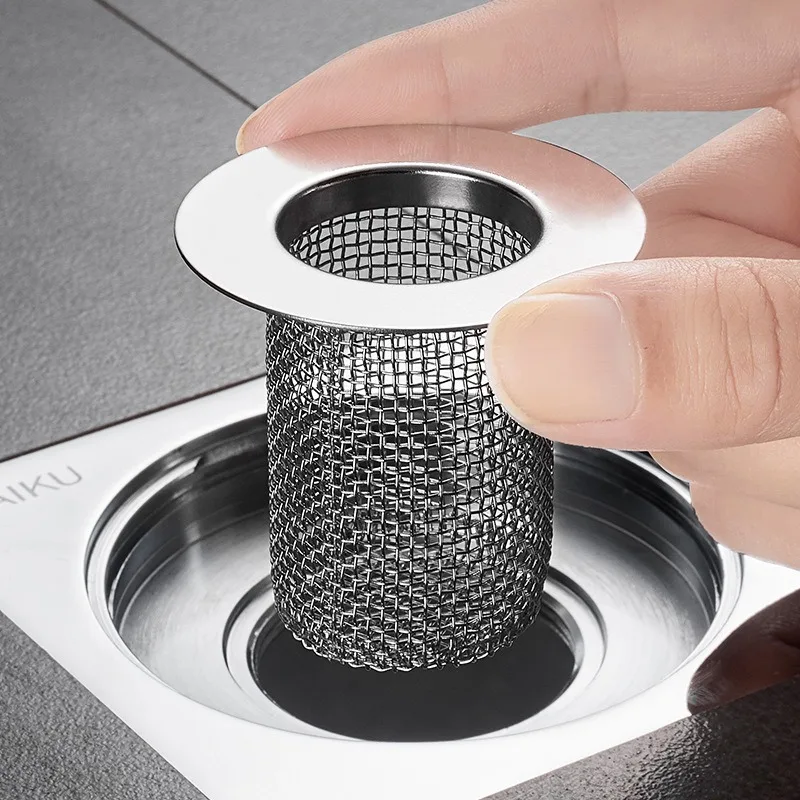 Stainless Steel Floor Drain Filter Mesh Sink Anti-clog Bathtub Hair Catcher Kitchen Bathroom Shower Bath Leak Proof Net Strainer