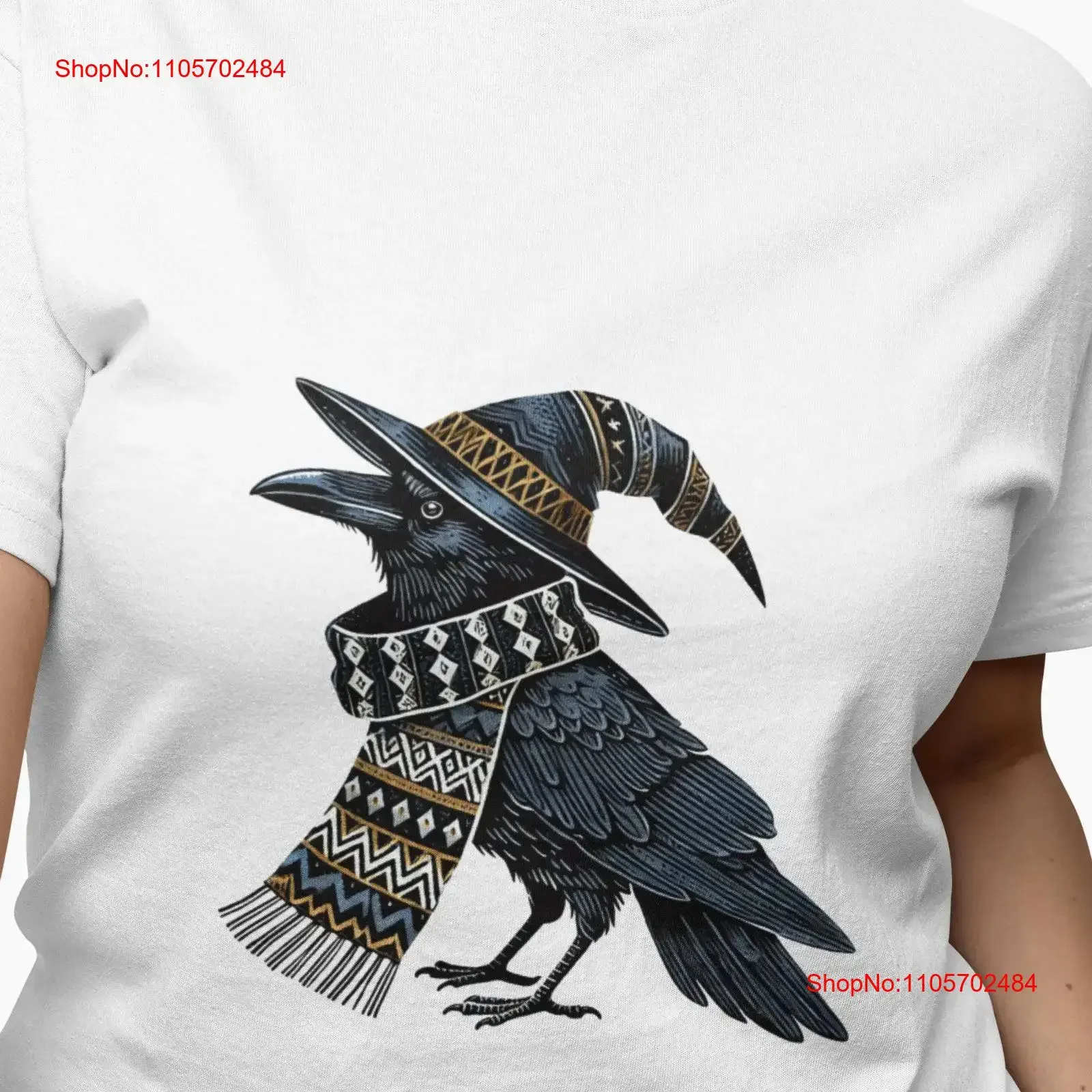 Magical Raven with Witch Hat Scarf T Shirt Gothic Novelty Witchy Crow Design Unique Halloween Dark Fantas Top vintage Washed