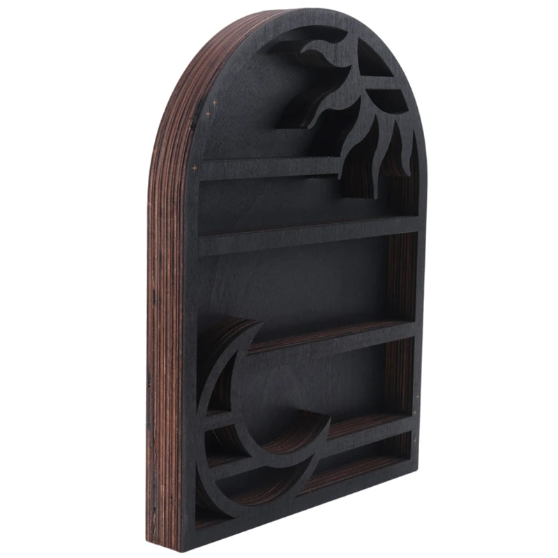 

Wood Storage Shelf - Stylish And Practical Wall Shelf, Crescent Sun And Moon Crystal Shelf
