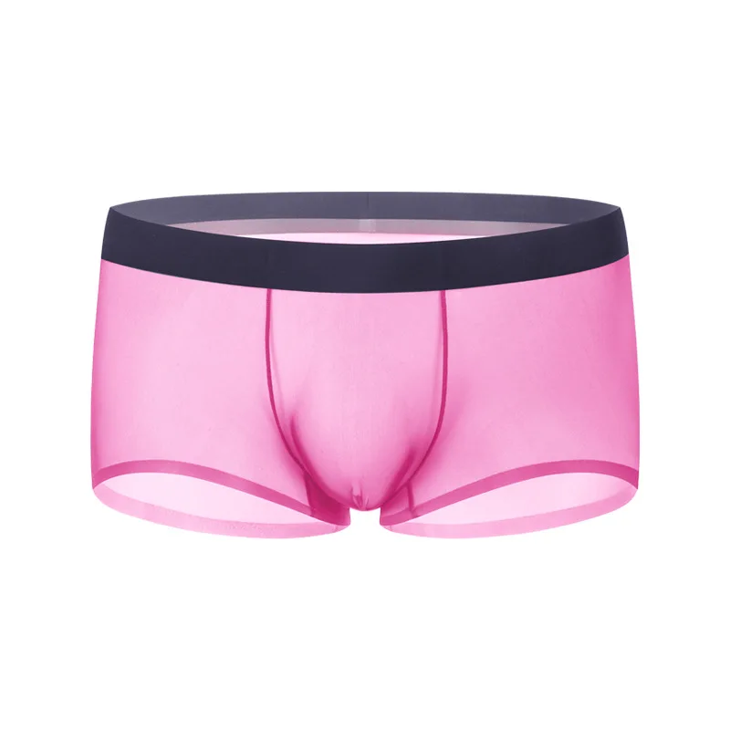 Ultra-thin Boxers Fully Transparent Men's Underwear One-piece Seamless Low-rise Sexy Ice Silk Male Panties Trunks Lingerie Homem