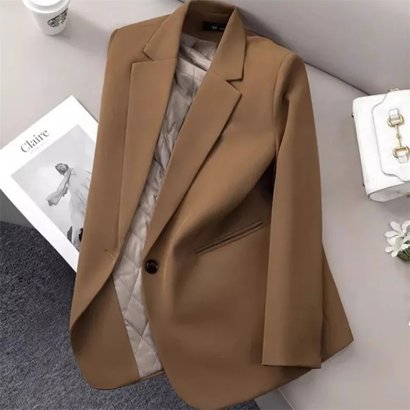 

Add Cotton Suit Jacket Female 2025Autumn Winter High Quality Blazer Coat Women Thicken Outerwear Temperament Korean Overwear Top