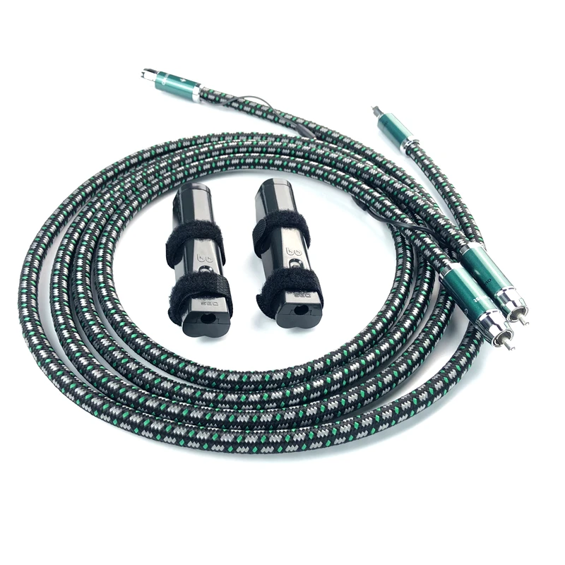 1Pair Colombia RCA to RCA Silver-plated HIFI Audio Cable RCA Plug with 72V Battery for Amplifier CD Player