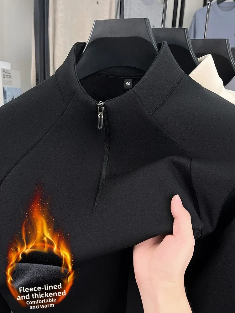 

Lormen Men's Long Sve Fce Lined Sweatirt f Zipper Stand Collar Spor Thermal Top Casual Faion Urban Sle Winte...