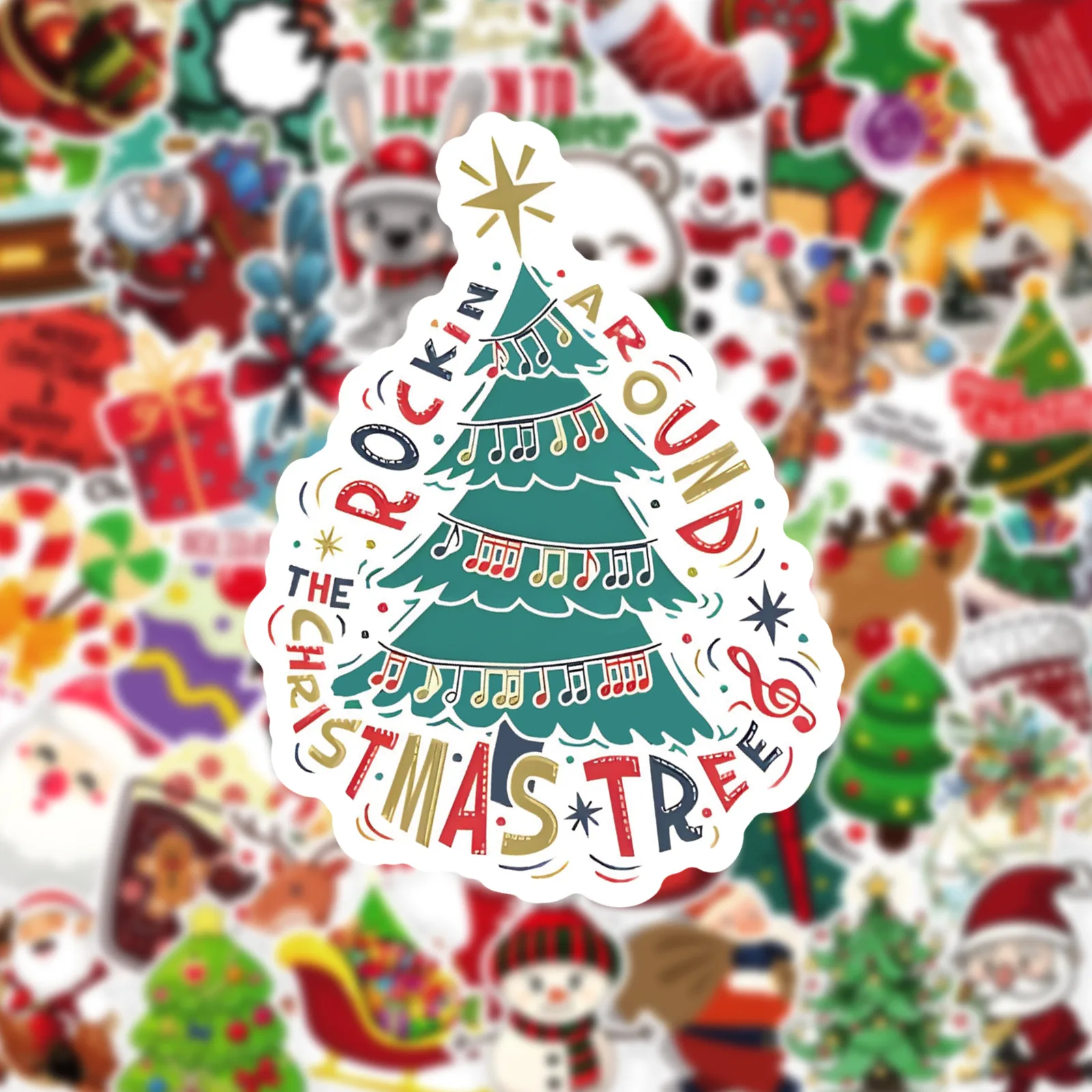 

10/50PCS New Christmas Stickers Cute Fun Christmas Tree Elk Santa Decoration Doodle Decal Kids Toy DIY Scrapbook Diary Bicycle