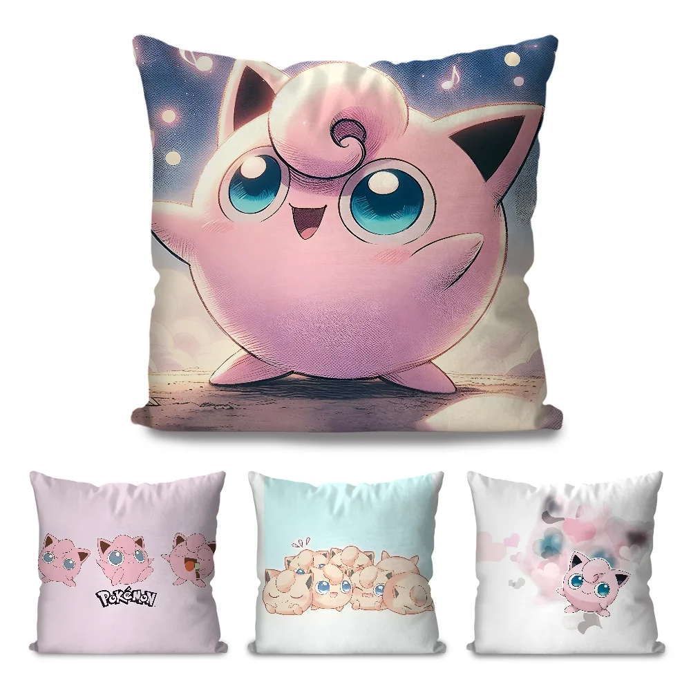 pink Wigglytuff  Pillow Case  Cartoon Sofa Decorative Home Double-sided Printing Short Plush Cute Cushion Cover