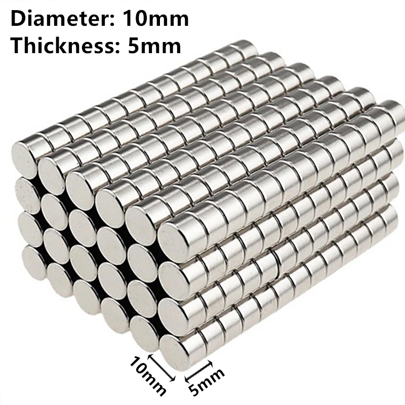 New 10x5mm Super Powerful Magnet Strong Disc Magnets Great Pull Force Perfect for Fridge DIY Building Scientific Craft Education
