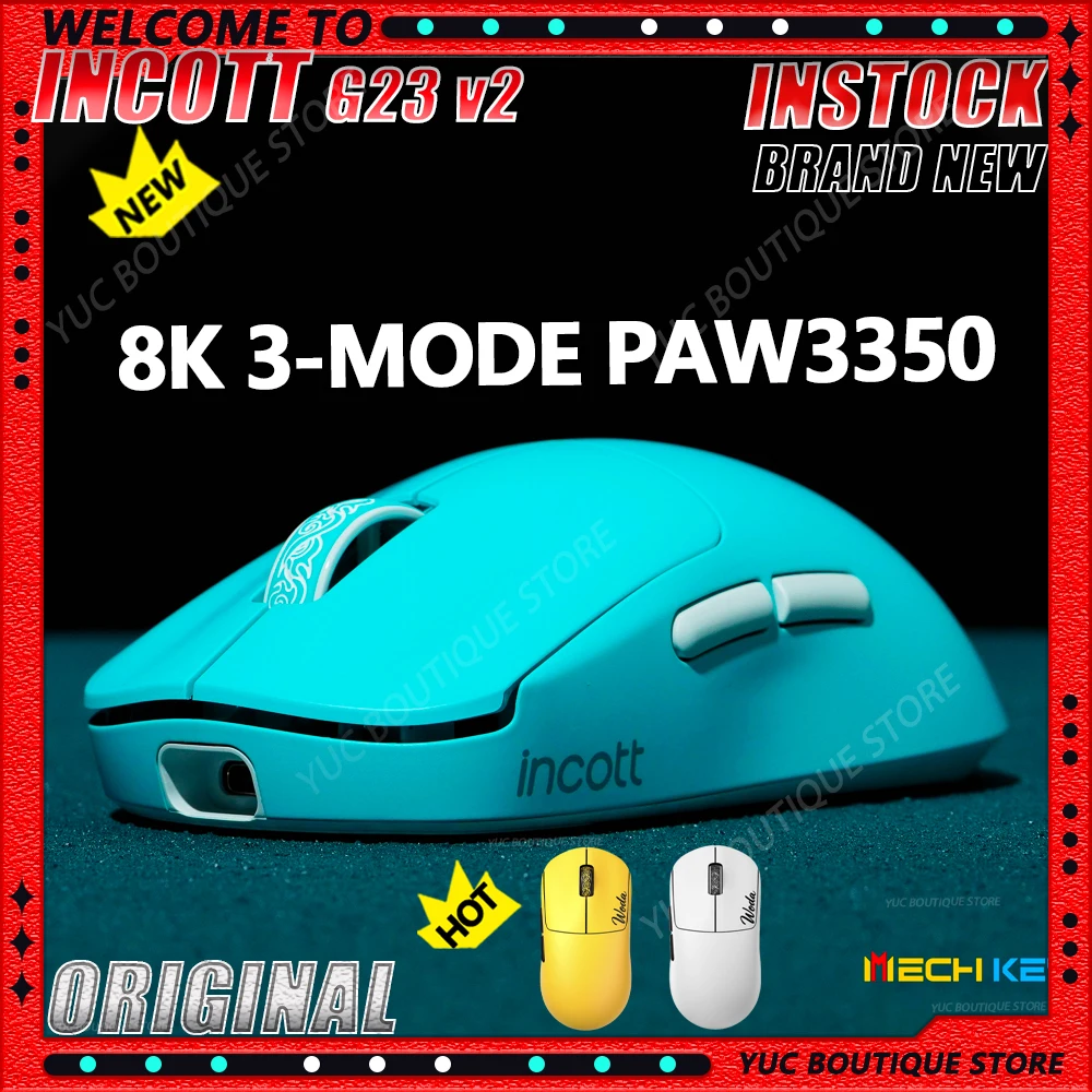 

НОВАЯ игровая мышь INCOTT G23 V2 PRO/Se PAW3395 47 г, 3-режимная, легкая, беспроводная, 8000 Гц, частота запуска, игровая мышь со сверхнизкой задержкой