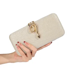 Classic Snake Buckle Evening Purse Women's Sparkling Clutch Bag Annual/wedding Party Handbag Elegant Square Box Bag Bolso Mujer