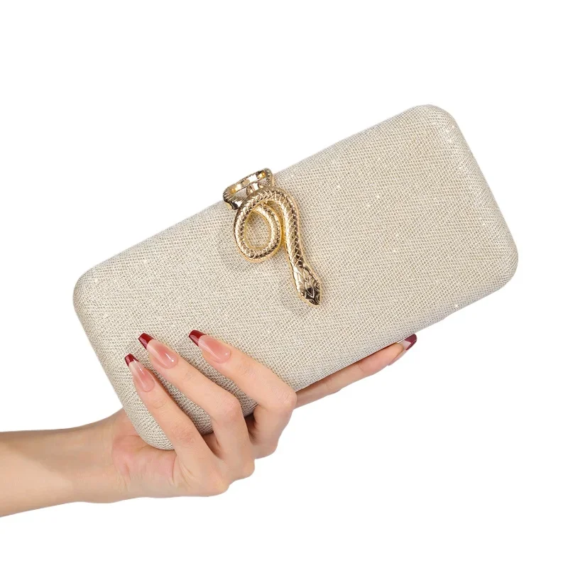 Classic Snake Buckle Evening Purse Women's Sparkling Clutch Bag Annual/wedding Party Handbag Elegant Square Box Bag Bolso Mujer