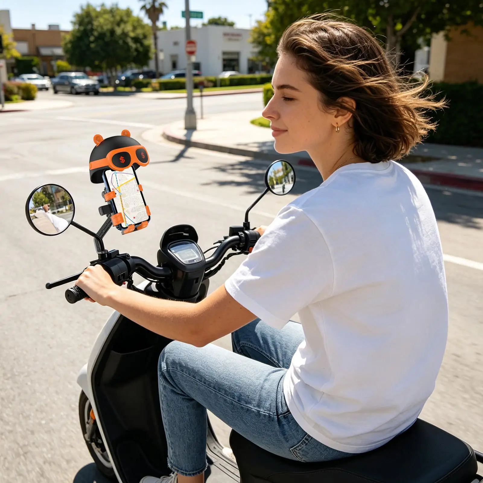 Motorcycle Phone Mount 360 Degree Rotation Shock Absorption Bicycle Phone Holder For Cycling For Navigation Video Recording Call