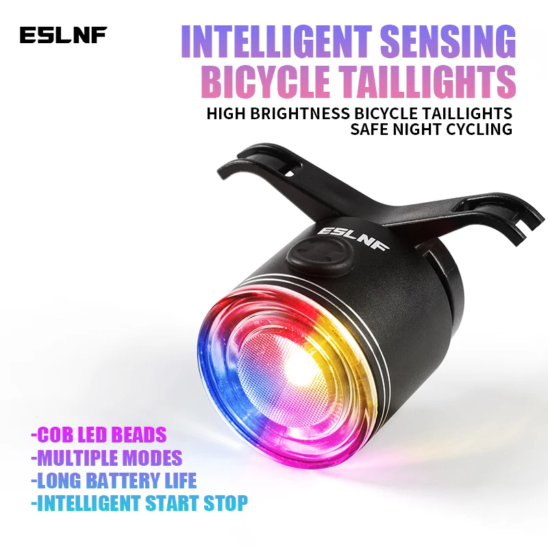 ESLNF Synchronized Bike Tail Light - Long Battery Life Charging Model with Brake Sensing for Night Riding - Cycling Equipment