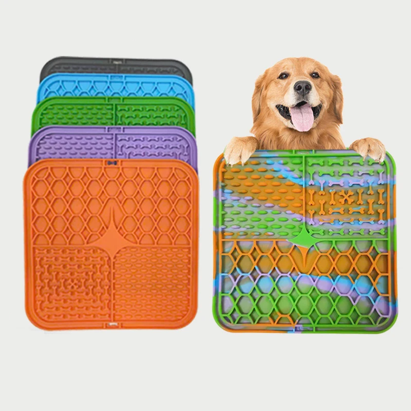 Pet Lick Silicone Mat Pet Slow Food Plate Dog Bathing Distraction Silicone Dog Sucker Food Training Dog Feeder Supplies for Dogs