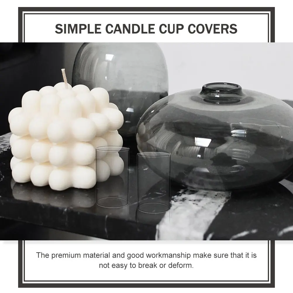 Picture 6: 4Pcs Glass Covers High Borosilicate Transparent Cylinder Candles Covers Windproof Dustproof Decorative Shades