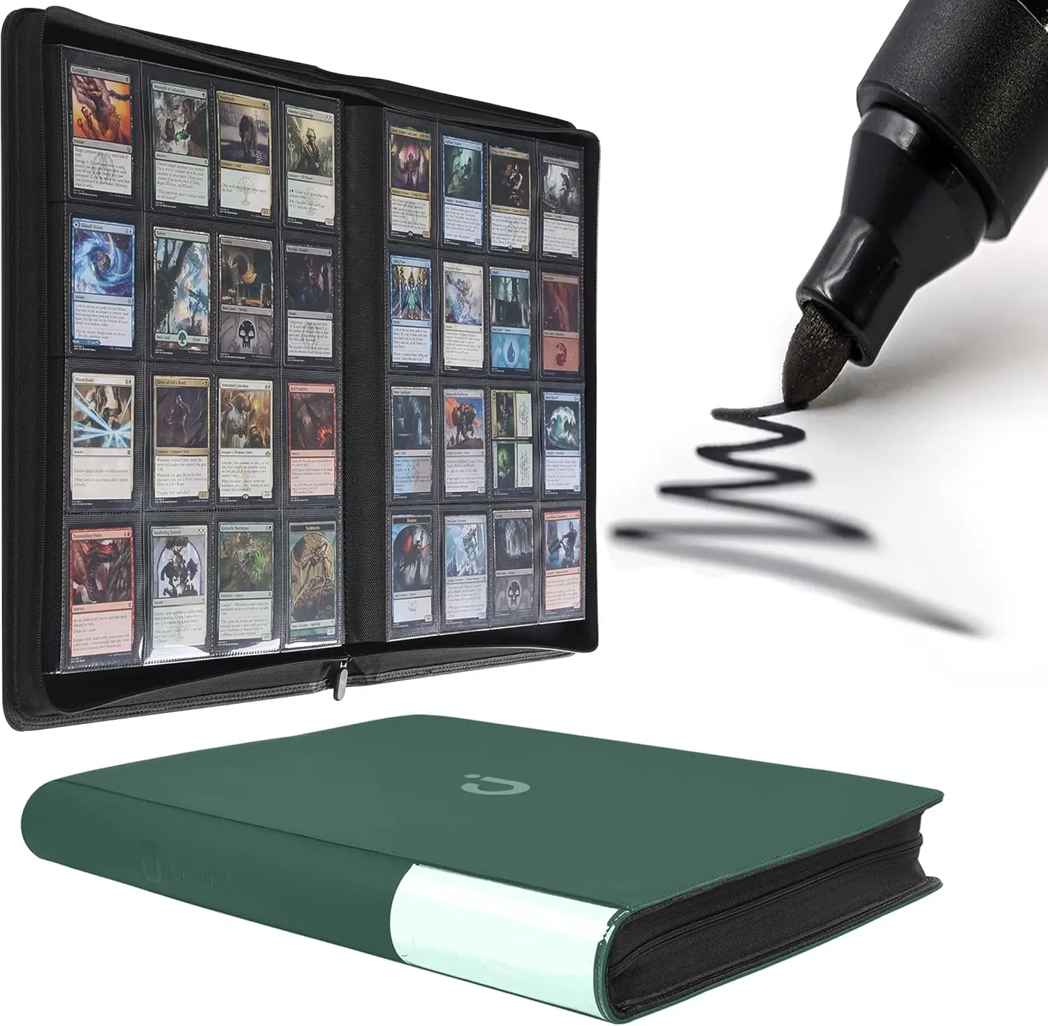 

Card Binder 16 Pocket - Fits 1024 Cards，4X4 Ringless Card Album with Sleeves for Trading Cards & Sports Cards（Model A，