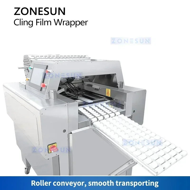 ZONESUN ZS-CW25 ماكينة تغليف الأغشية الأوتوماتيكية ماكينة تغليف صينية الطعام ماكينة تغليف اللحوم والفواكه والخضروات
