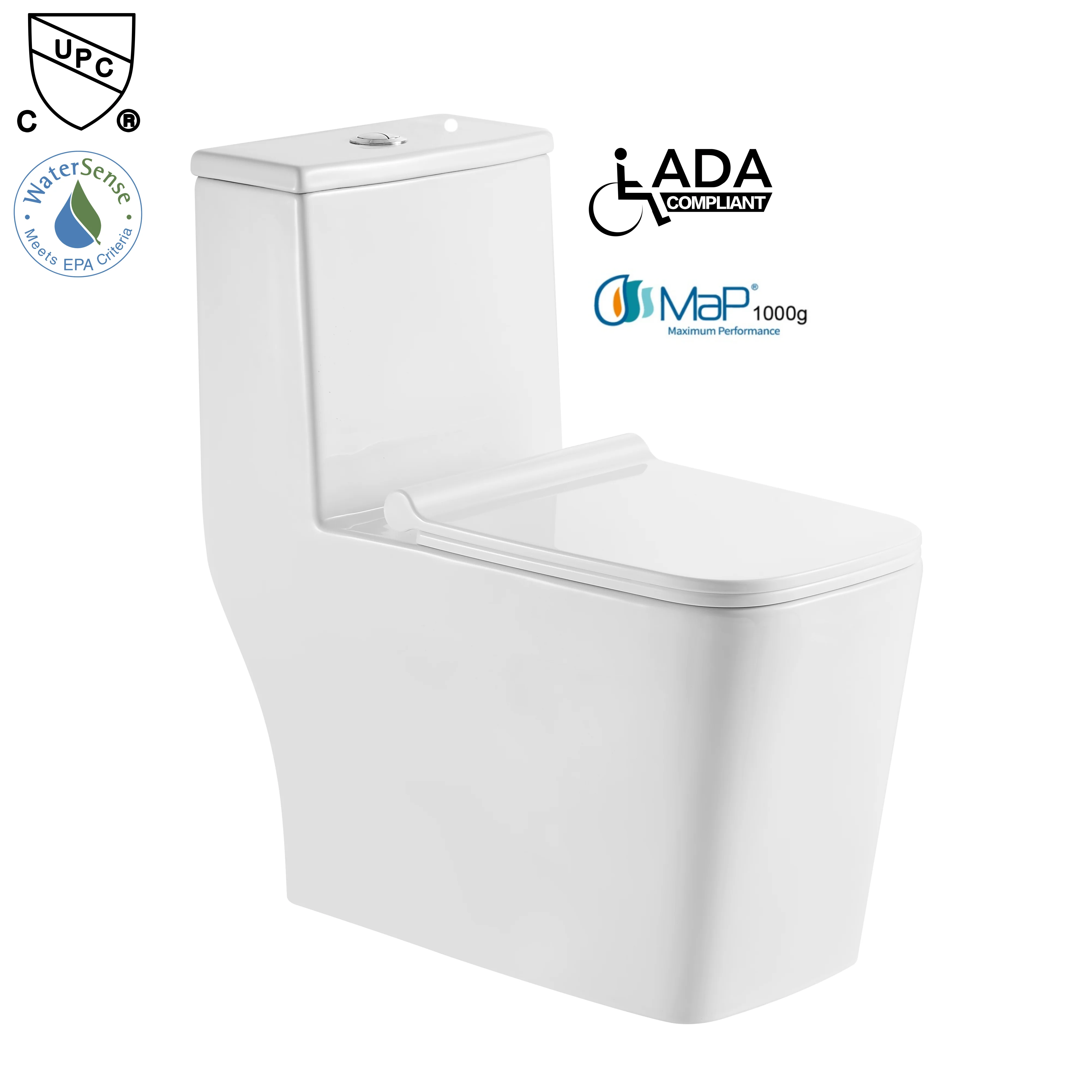 

305 mm Roughing-in CUPC Watersense Tornado Flush USA Hot Sale Ceramic Floor Mounted Water Closet Bathroom One Piece Toilet Bowl