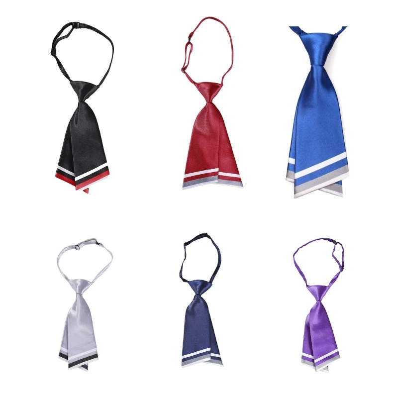 

Teens Students Shirt Necktie Women College-Style Plain Uniform Detachable Tie