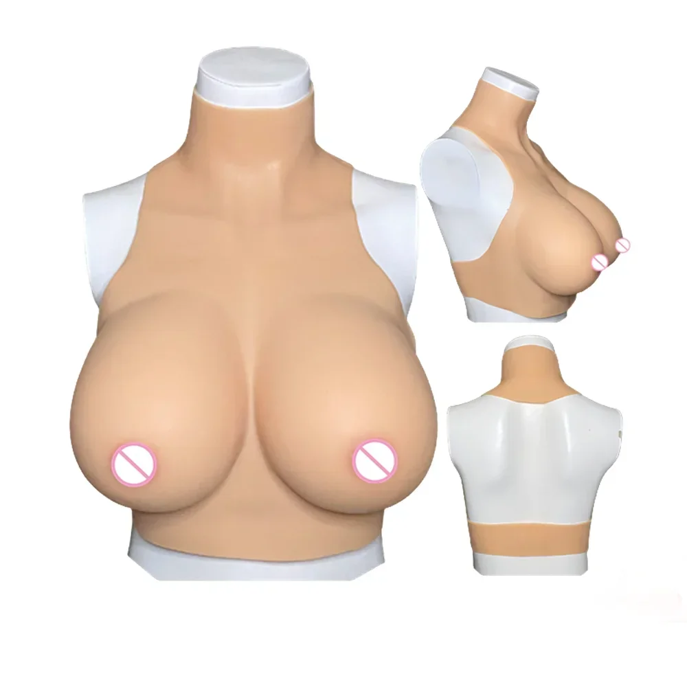 Artificial Fake Tits Realistic Boob Silicone Breast Forms Bodysuit For Crossdresser Transgender Drag Queen Shemale Cosplay Sissy