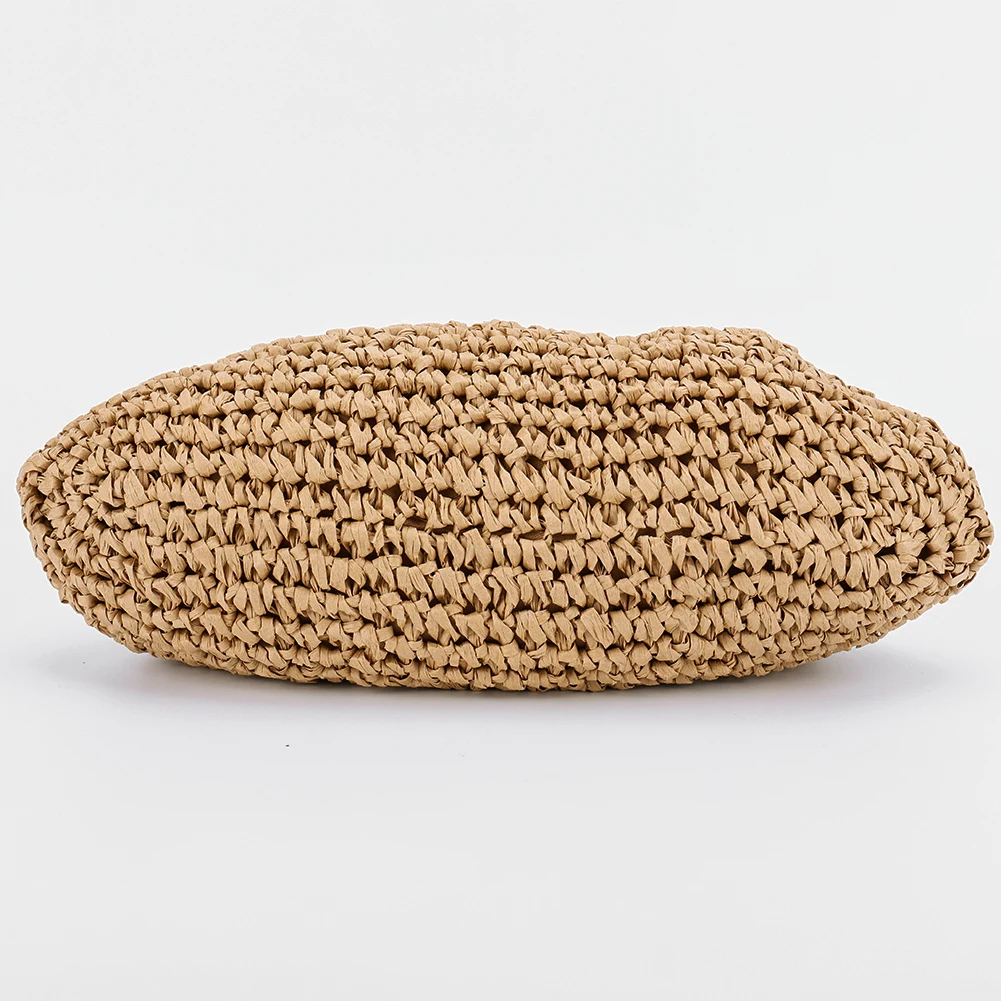 

Women Straw Woven Bag Chain Strap Fashion Shoulder Bag Large Capacity Woven Dumpling Bag Solid Color for Party Vacation
