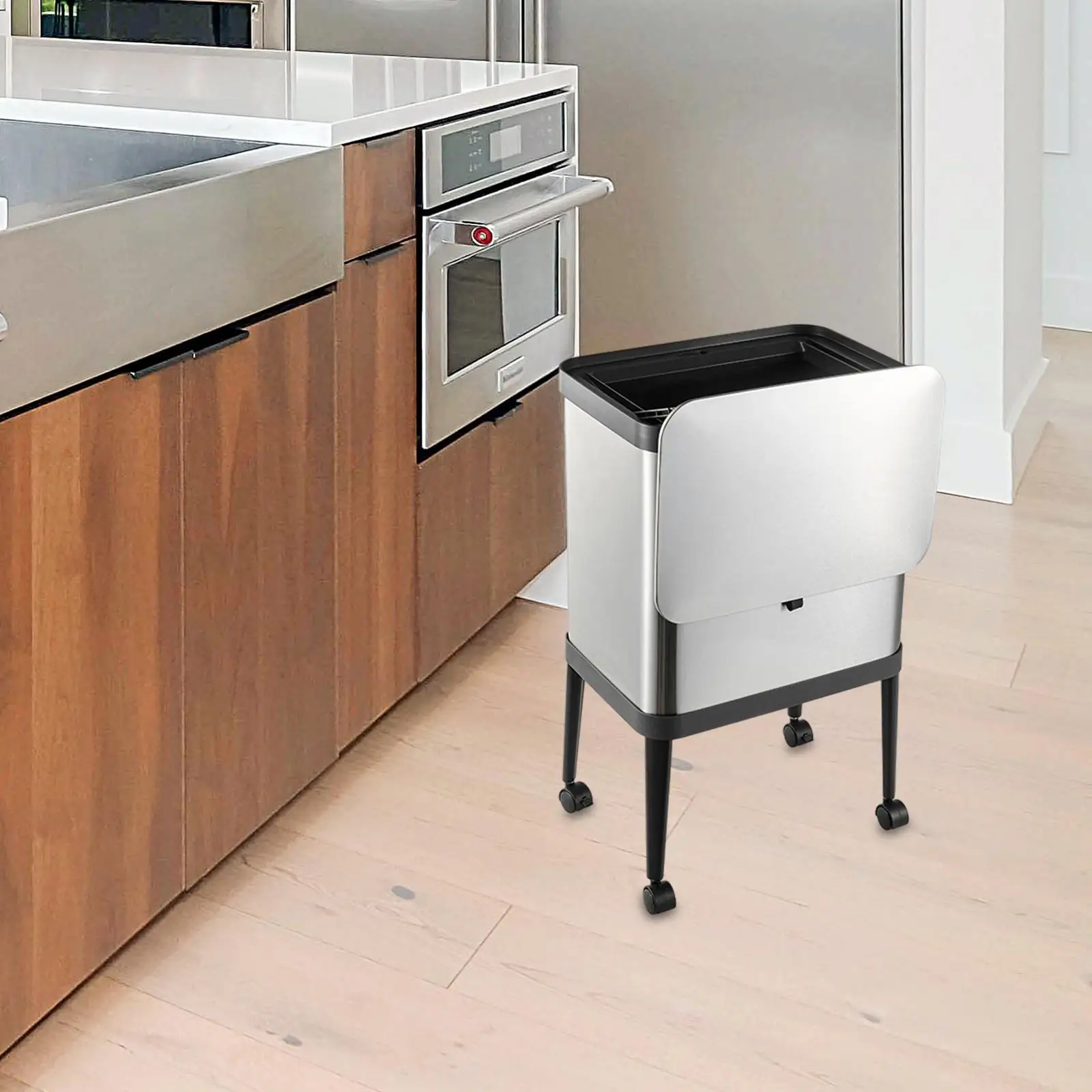 

Trash Can 15L Modern, with Lid, Stable Home Organization Large Capacity Easy to Clean Contemporary Dustbin Waste Bin Garbage Bin