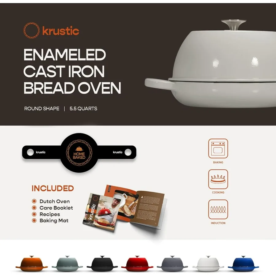 فرن هولندي من الحديد الزهر المطلي بالمينا لخبز العجين المخمر وعاء سعة 6 لتر مع غطاء 10 بوصة طقم أواني طهي سميكة مطلية بالمينا السيراميك