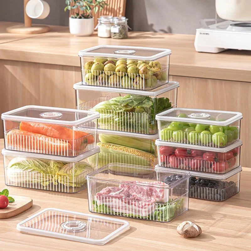 Contenedor Transparente para Almacenamiento de Alimentos en Refrigerador 2026, Cesta para Frutas y Verduras Frescas con Temporizador, Organizador de Cocina, Caja Sellada para Congelador