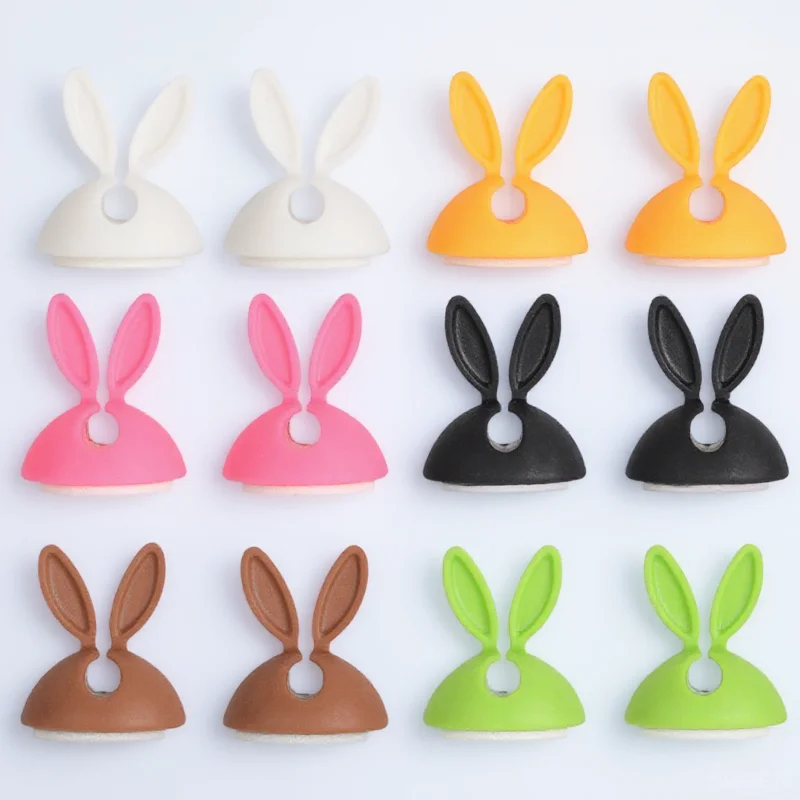 

12pcs Silicone Cable Clip Colorful Bunny Wire Holder Desktop Organizer Durable Cord Management Tool For Usb Earphone Cords