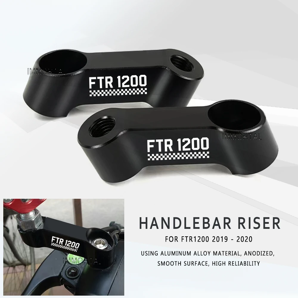 

For Indian FTR1200 2019-2020 Motorcycle Handlebar Riser Bar Mount Handle Clamp 10mm CNC Mirror Face Riser Set