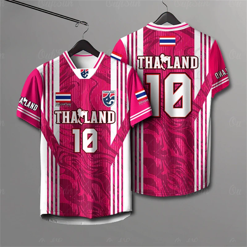 Thailand National Soccer Jersey, Bohemian Floral All Over Print Schnelltrocknendes Oberteil für trendige, virale Fußballfans im Alltag. – Detail 7
