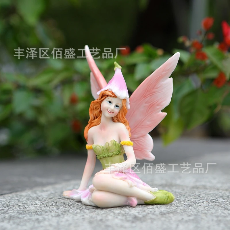 

Resin Fairy Garden Statue Sitting Flower Fairy Figurine Outdoor Yard Patio Decoration Miniature Landscape Ornament Sculpture