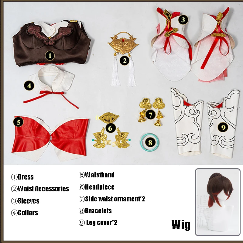 Neues tingyun cosplay perücke kostüms piel honkai star rail cosplay tingyun vollständiges haar roter anzug halloween party roleplay XS-XXL