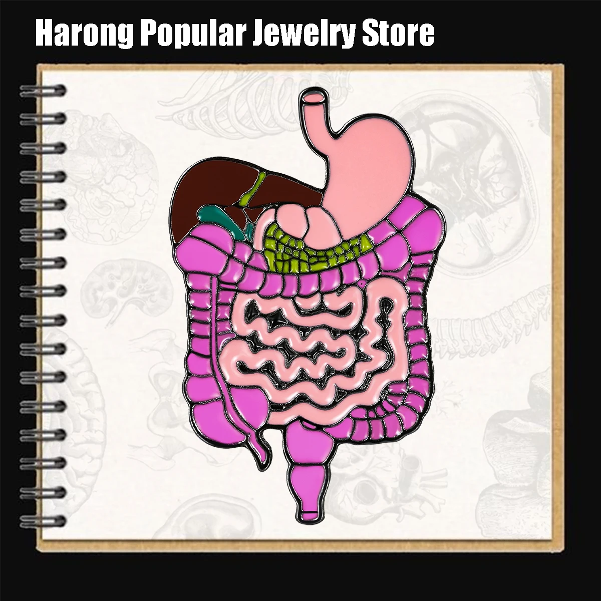 Harong Gastroenterology Enamel Pins Doctor Brooch Medical Lapel Lanyard Bag Badge Accessories Gift for Friends Colleagues Family