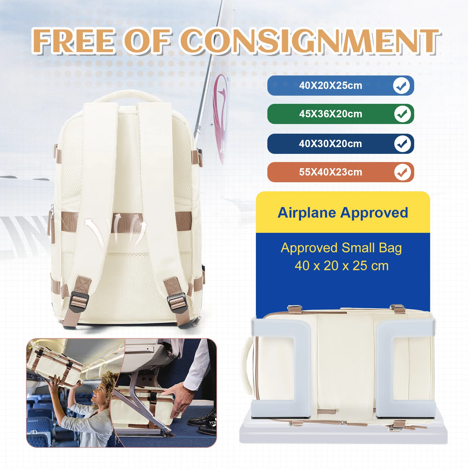 Travel Backpack for Women Men, Hand Luggage 40x20x25 for Ryanair Cabin Travel Bag College Bookbag Waterproof Laptop Bag for Work image 6