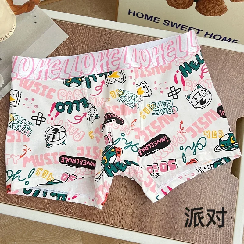 

Fashion Brand Pink Men’s Underwear Pure Cotton Four-corner Boys Cartoon Cute Macho Pink Boyfriend Bag Cotton Shorts