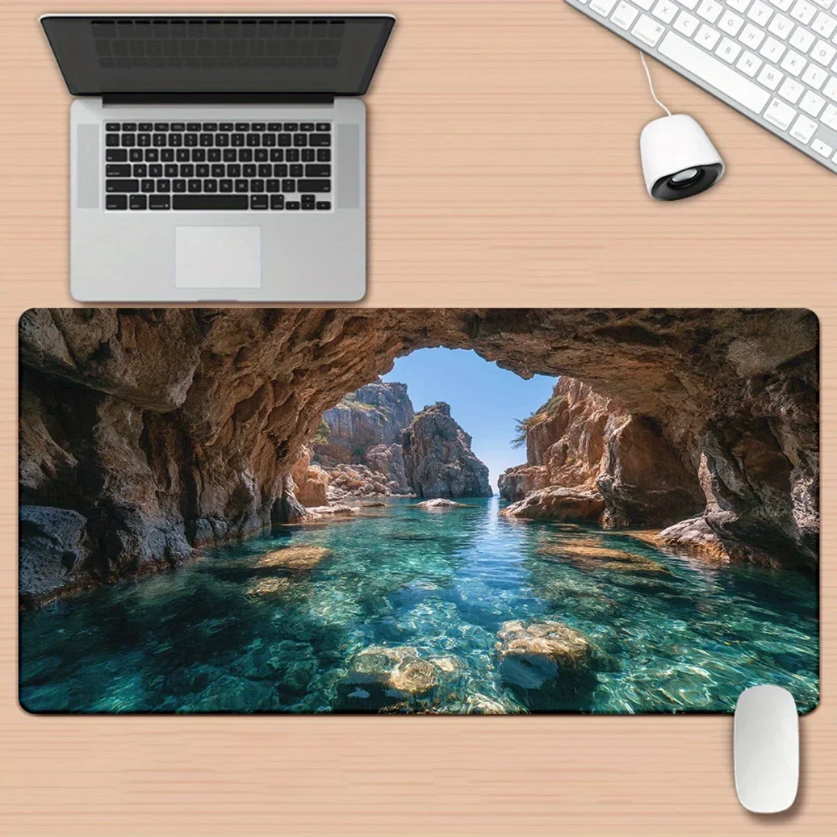 1PC XXL Large Underwater Ocean Cave Theme Mouse Pad Desk Mat Non Slip Rubber Base For Office PC Computer