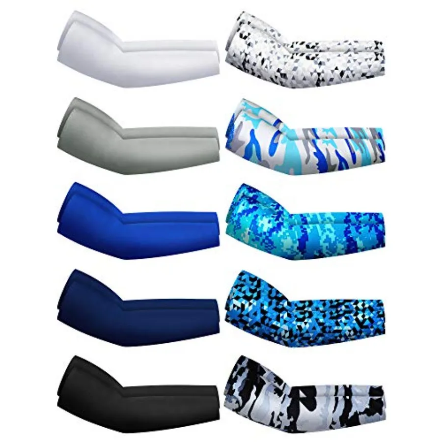 

10 Pair UV Sun Protection Arm Sleeves Compression Sports Cooling Sleeves for Men Women Teenager Youth Golf Baseball Basketball