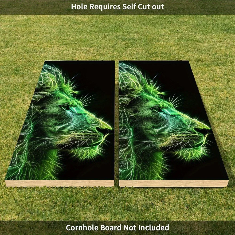 ملصق وجه الأسد الأخضر النيون، ملصق رمل من الفينيل المسطح ثنائي الأبعاد - صديق للميزانية وقيمة عالية، خالي من الفقاعات وسهل اللصق، وات #5