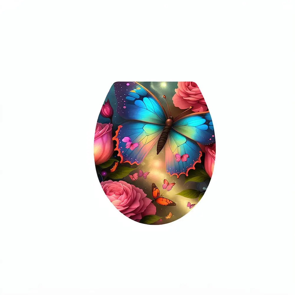 Self Adhesive Butterfly Toilet Decal Waterproof PVC Bathroom Wall Sticker Removable Modern Home Decor Toilet Seat Decoration