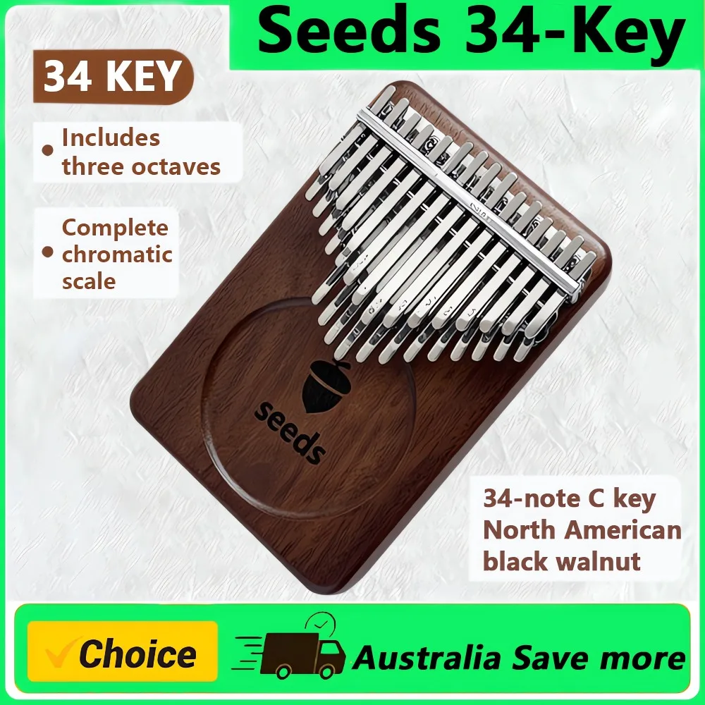 

Seeds 34-Key Fruit Thumb Piano Pisces Kalimba Half-Step Seeds Board Kalimba Finger Piano