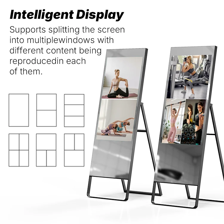 43-дюймовый складной кронштейн-подставка, умное зеркало для фитнеса, AI, волшебное зеркало для человеческого тела, дисплей для йоги