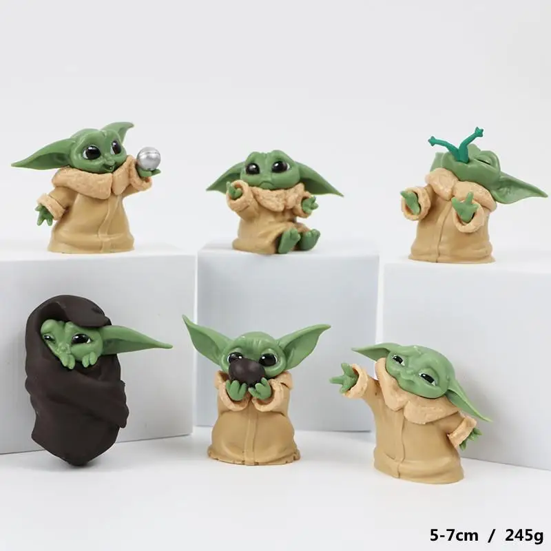 6 Pcs/Set The Child Yoda Baby 5-8cm Mini Figure 2 Style The Mandalorian Grogu Lovely Decoration Ornaments Gifts