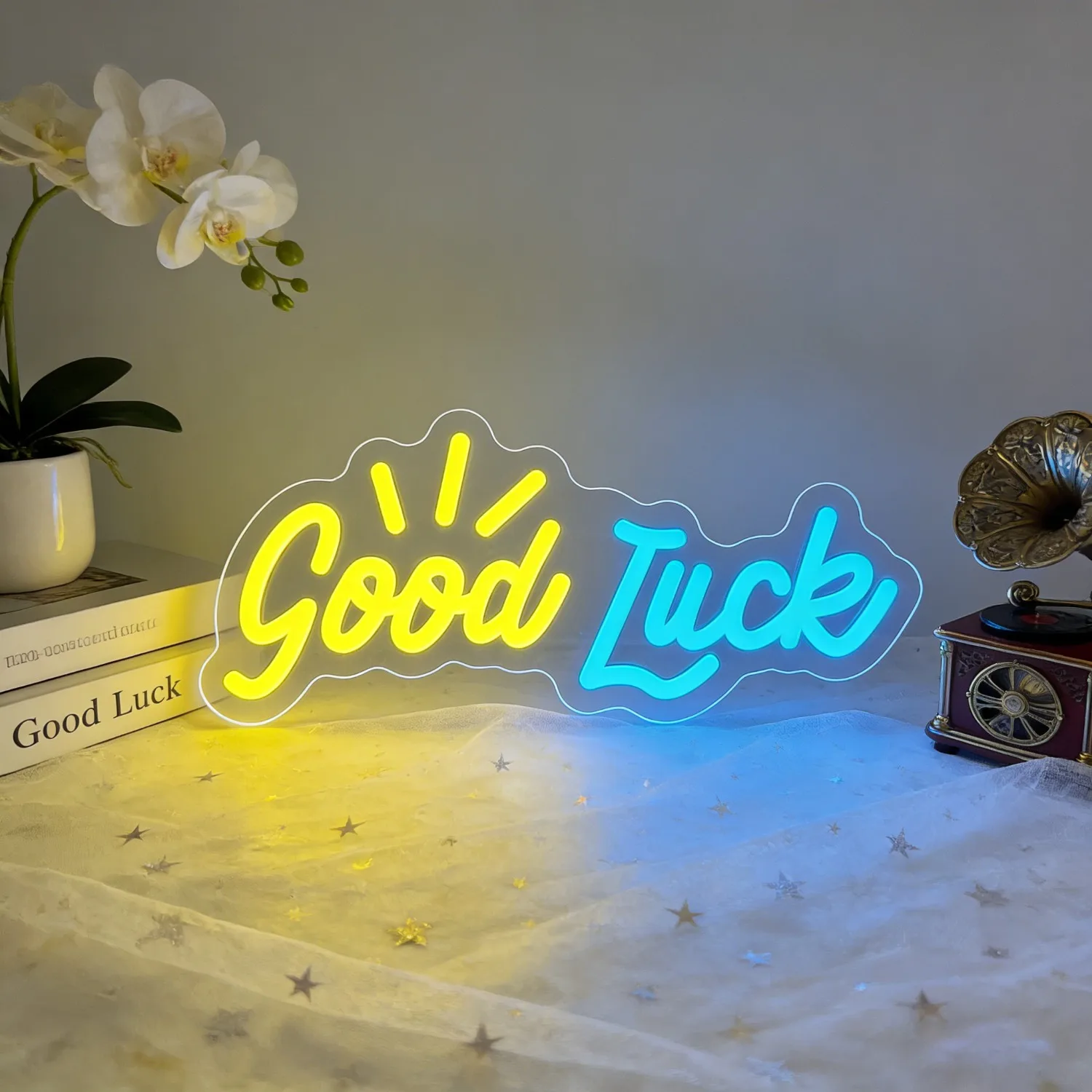 

Good Luck LED Neon Sign for Home Decoration Bedroom Wedding Party Romantic Lucky Lighting Gift Creates Cozy Atmosphere
