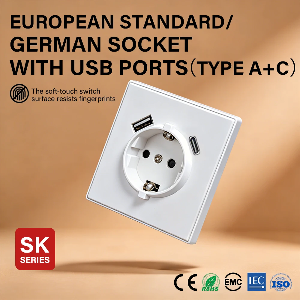 Hot Sale Modern Design Wall Socket Socket and Switch V0 Flame Retardant PC Safe Plug 16A 250V Home Use