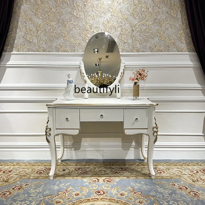ss8350 French solid wood dresser European court luxury bedroom princess makeup table storage carved table